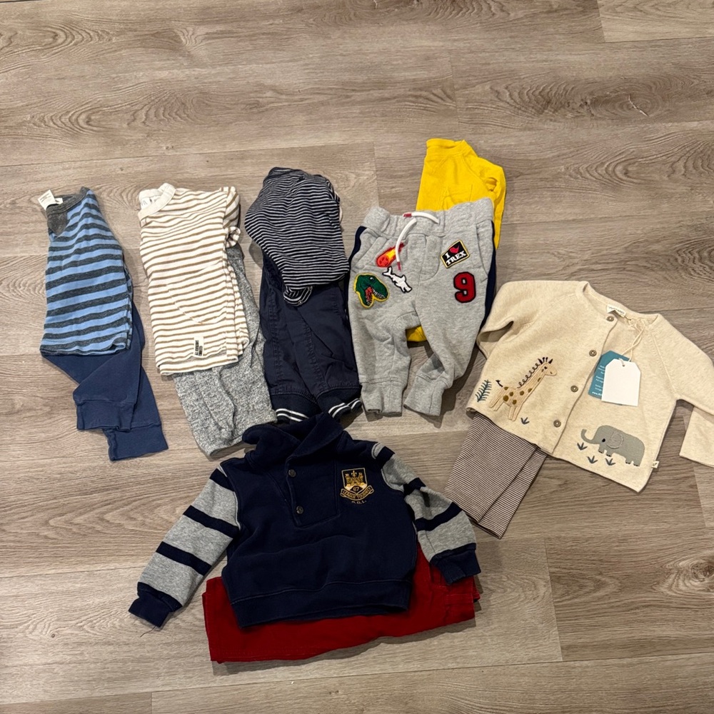 H&M Kids Animal Print Cardigan and Navy Striped Hoodie Set